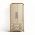 Schränkchen aus bambus mit zwei türen und zwei schubladen 80 x 40 x 180cm in beige