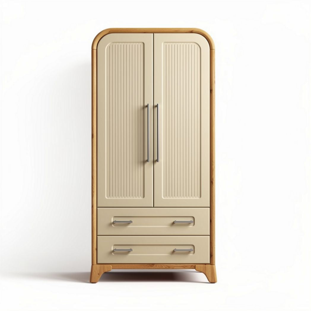 Schränkchen aus bambus mit zwei türen und zwei schubladen 80 x 40 x 180cm in beige