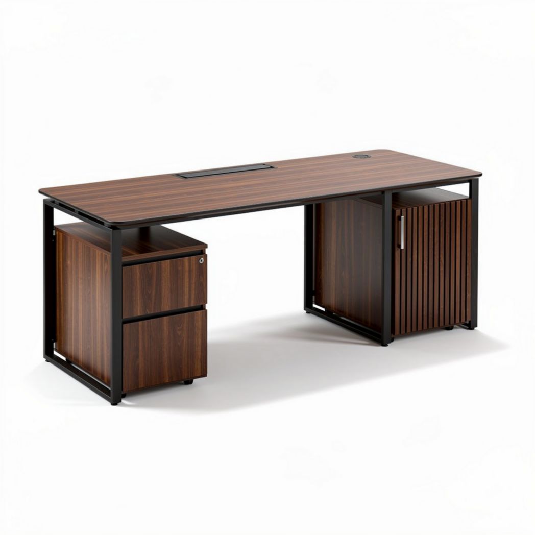 Schreibtisch aus Holz mit Stauraum in braun 160 x 80 x 75cm