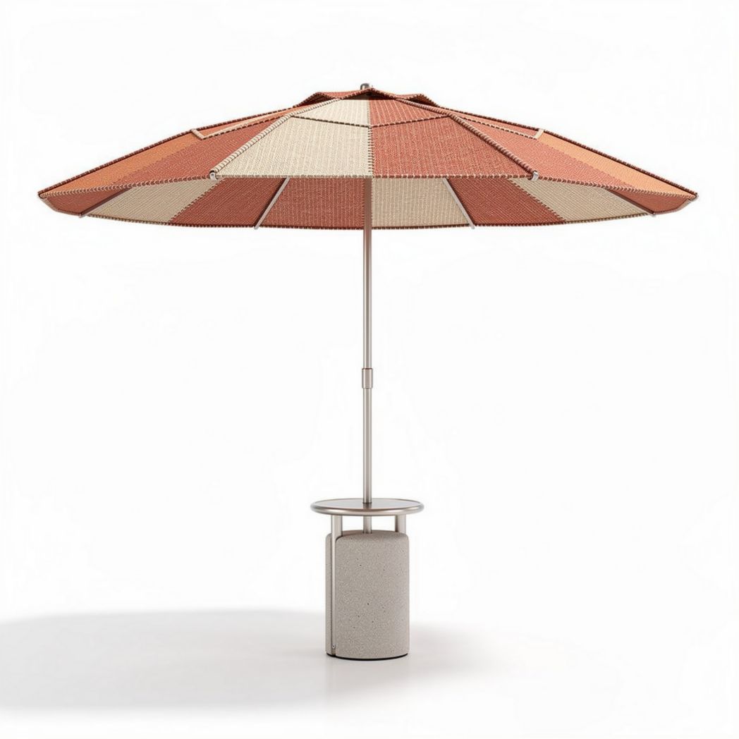 Sonnenschirm aus Aluminium mit betonständer und farbigen Stoffpaneelen 250 x 250 x 250cm