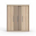 Schrank aus melaminbeschichtetem holz in buchefarben mit schiebetüren 150 x 45 x 200cm
