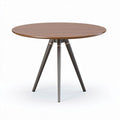 runder tisch aus holz mit schwarz lackierten beinen durchmesser 75 cm höhe 75 cm