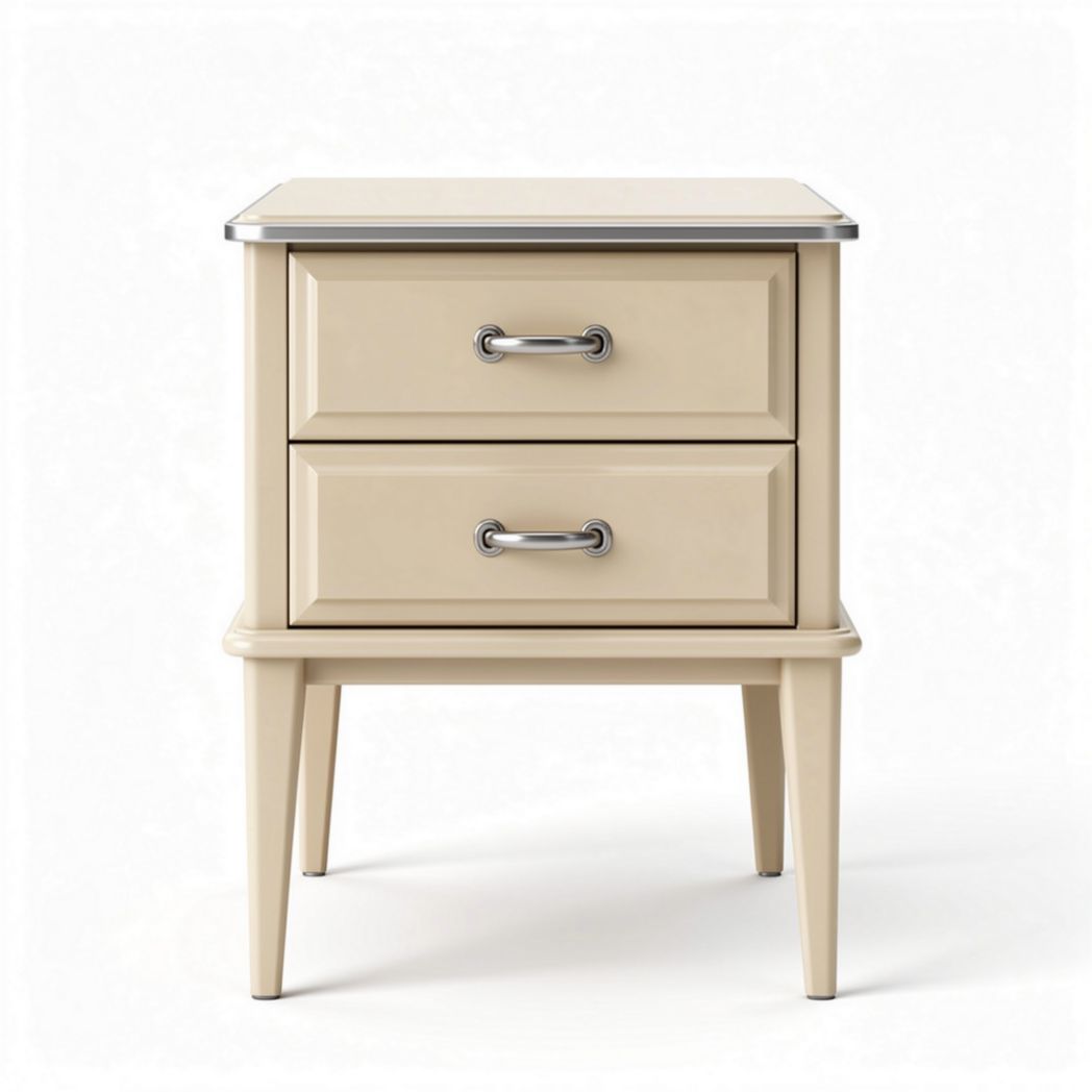 Nachttisch mit zwei Schubladen aus MDF in beige 40 x 40 x 50cm